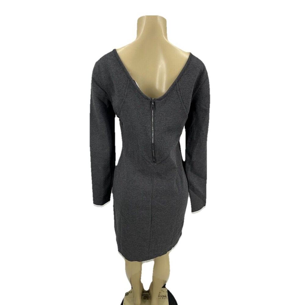 Athleta Illusion Dress Women Medium Grey Long Sleeve Ponte Zipper Bodycon 25-31
